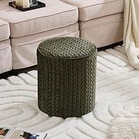 Meubles de Maison Tabouret de Maison en Tissu et Ottoman Pouf Moderne Rond en Toile de Jute en Cuir, Design Personnalisé d'Inde