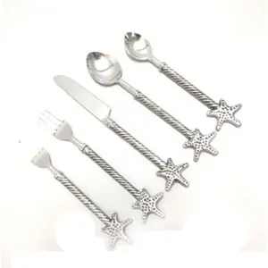Juego de Cubiertos de acero inoxidable de primera calidad en un diseño elegante con mango en forma de estrella, perfecto para cocina, hotel y accesorios de boda - Product Image 1