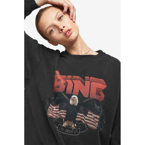 ANINE BING Felpa Oversize Vintage con Grafica Bing, Nera, Taglia XS, Tessuto Traspirante Lavorato a Maglia - Product Image 3