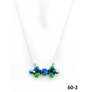 Southwest Handmade Peacock Dahlia <b>Opal</b> <b>Necklace</b> with Sterling Silver Bezel Setting Inlay - Product Image 2
