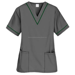 Venta al por mayor de alta calidad de 4 vías elástico Spandex Scrubs para mujeres y hombres cuello en V Hospital uniforme médico conjuntos - Product Image 2