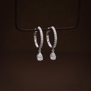 Boucles d'oreilles en diamant de laboratoire de style antique en forme de poire avec boucles d'oreilles en or 14 carats avec pendentif en diamant en forme de poire Bijoux à bas prix - Product Image 1