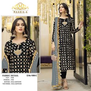 EID Special Heavy Fox Georgette Costume Pakistanais avec Séquence de Broderie Travail Nouveau Palazzo Semi-Cousu pour l'Exportation - Product Image 3