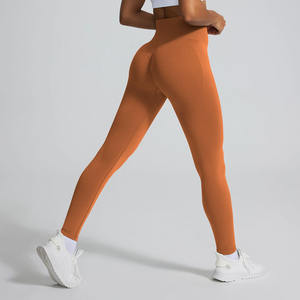 High Quality Women's S-L High Waist Seamless Sports Leggings Breathable Butt Scrunch Quick Dry <b>Nylon</b>/Spandex Elastic Waist - Product Image 2