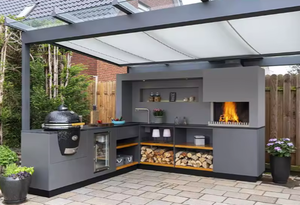 Cuisine extérieure Prima, îlot barbecue, armoires en acier inoxydable intégrées, grill résistant aux intempéries, grilles avec four à <span class=keywords><strong>pizza</strong></span>, cuisine extérieure - Product Image 4