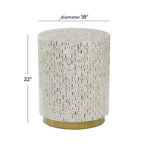 Mesa Auxiliar Moderna Ecológica con Base de Metal Dorado y Diseño de Mosaico de Mimbre Tejido Natural M.R. ARTESANÍAS para la Sala de Estar - Product Image 5
