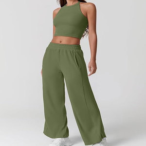 ชุดวอร์มถักแบบลำลองสำหรับผู้หญิงกางเกงวอร์มใส่วิ่งสำหรับฤดูหนาวและเสื้อครอปท็อปเทคนิคซักลายพื้น - Product Image 6