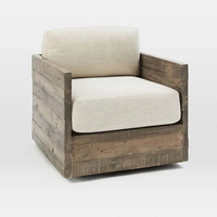 Chaise de canapé en bois récupéré Fauteuil en bois rustique fait à la main Sièges de salon écologiques