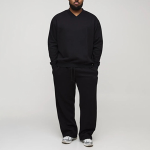 Ensemble sweat-shirt et pantalon de survêtement pour homme, en coton imprimé d'hiver, épais, en polaire respirant, à épaules tombantes, de qualité supérieure, style streetwear - Product Image 2