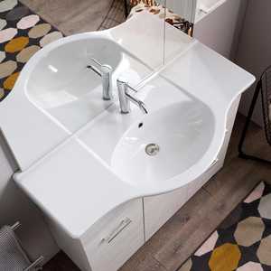 Mobile bagno a terra Koricini Ravenna 105 cm con specchio a parete e luce LED in rovere bianco - Product Image 3