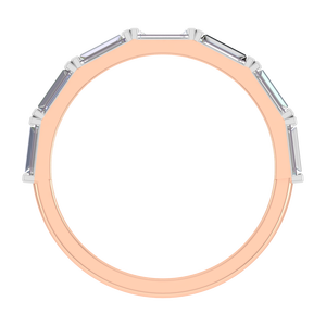 Bague de mariage pour l'éternité élégante personnalisée en forme de baguette en or rose massif 14 carats pour femmes, pierre principale en diamant de bijouterie fine originale OEM ODM - Product Image 3