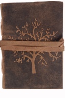 Antiguo Vintage 100 páginas diario cuaderno árbol vida en relieve cubierta de cuero papel encuadernado sombras hilo Deckle borde-regalo hecho a mano