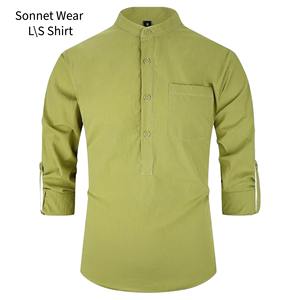 <b>Mens</b> Long Sleeve <b>Henley</b> Collar Shirt Casual Business Wear with Button Pocket Solid <b>Top</b> - Product Image 5