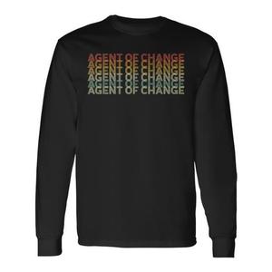 T-Shirt a Maniche Lunghe 'Agente del Cambiamento' Stile Retrò Anni '70 per Uso Promozionale - Product Image 1