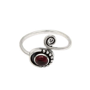 Solid Sterling <b>Silver</b> 925 Jewelry With Round Cut Garnet Gemstone <b>Ring</b> With Bezel Setting Handmade <b>Boho</b> <b>Ring</b> At Reasonable Price - Product Image 1