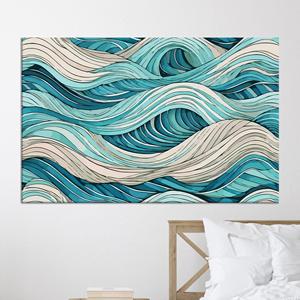 Toile d'art abstraite moderne à motif de vagues bohèmes - Décoration murale élégante, toile enveloppée - Product Image 1