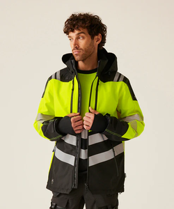 Chaqueta reflectante de alta visibilidad con logotipo personalizado Ropa de trabajo de seguridad impermeable para hombres Construcción a prueba de viento Abrigo de alta visibilidad - Product Image 2