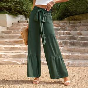 2023 Spring Autumn Striped Casual <b>Women</b> <b>Trousers</b> High Waist Loose Female Wide Leg Pants With Belt - Product Image 5