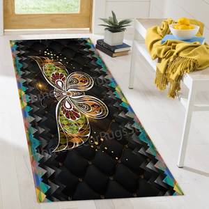 Alfombra con diseño de mariposas y triángulos de colores, alfombra estampada, alfombra suave no tejida - Product Image 5