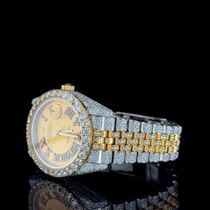 Reloj de Lujo Exclusivo con Incrustaciones de Moissanita Estilo Hip Hop para Hombre, con Esfera Dorada con Diamantes, Reloj Premium de Estilo Moderno - Product Image 4