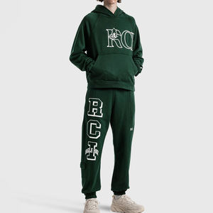 OEM personalizado sublimación espacios en blanco con capucha francés Terry algodón Unisex Streetwear sudadera pantalones acampanados de dos piezas para hombre sudaderas con capucha conjunto - Product Image 3