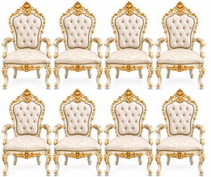 Elegant Heavy Handcrafted Solid Wood Luxury Antique <b>Dining</b> <b>Table</b> & Chair Set with Royal Maharaja Gold Carved Design <b>8</b>-Seater - Product Image 6