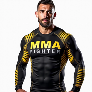 MMA Rash Guards personnalisés Équipement de combat en gros pour l'entraînement, l'entraînement physique et la salle de sport avec design en tissu sublimé - Product Image 2