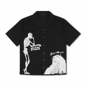 Impression personnalisée Chemises graphiques personnalisées Chemises décontractées DTG imprimées pour hommes Streetwear Chemise noire et blanche boutonnée - Product Image 2