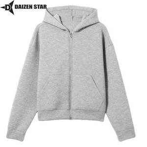Sweat à capuche zippé pour homme DAIZEN STAR INTERNATIONAL, couleur unie, 100% coton molletonné, surdimensionné, décontracté, uni, teinture unie, service OEM - Product Image 2