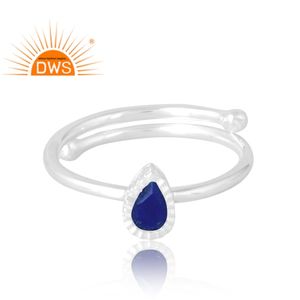 Anillo de piedras preciosas de lapislázuli Natural de Plata de Ley 925 más vendido, joyería personalizada para mujer, regalo para ella - Product Image 3