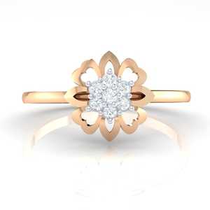 Anillo de Racimo Floral de Oro Certificado con Diamantes Reales, Pureza de 14Kt/18Kt, Peso Total de 0.07ct, Calidad IJ-SI - Product Image 2