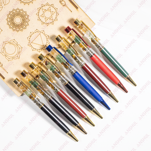 Fácil de llevar Lujo Calidad Premium 14 mm Color azul Dinero Imán Metal con piedras preciosas Crystal Healing Pen para la manifestación - Product Image 2