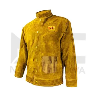Veste de soudage en cuir de vachette fendue résistante à la flamme manteau de soudeur en cuir fendu résistant à la chaleur vêtements de travail résistants à la chaleur. - Product Image 1