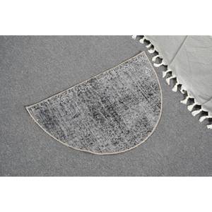 Tapis turc moderne classique 2.5x1.5ft gris noir Patchwork Design laine polyester Latex pour salon chambre à coucher pour adolescents - Product Image 4