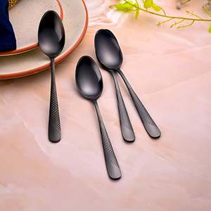 Juego de 4 Cucharas de Acero Inoxidable Color Negro Ónix con Acabado Espejo para Fiestas - Product Image 6