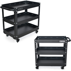 Gran oferta de herramientas rodantes, carro de armario, herramienta de mano, caja de equipo resistente de 3 niveles, Metal negro para almacenamiento de herramientas mecánicas industriales - Product Image 1