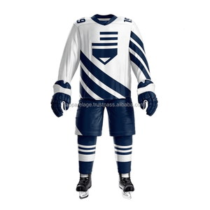 Custom Logo Professional Team <b>Adult</b> Polyester Ice Hockey Uniform Tackle Twill <b>Embroidery</b> Jersey Set with Professional Style - Product Image 3