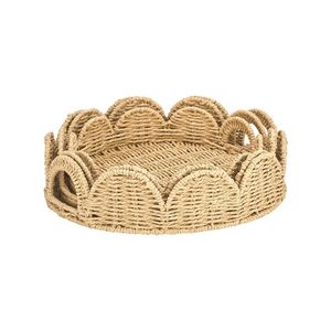 Bandeja decorativa versátil para servir de ratán con diseño compacto para aperitivos de té y café y arreglo elegante para el hogar - Product Image 6