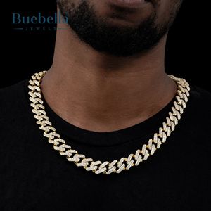 14K chapado en oro blanco 925 Plata moissanita diamante 13mm Baguette G-link cadena cubana para hombres - Product Image 1