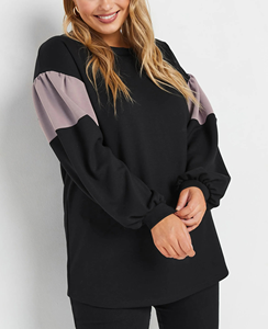 Sudadera de mujer Streetwear de alta calidad, jersey de bloque de color personalizado, sudadera de cuello redondo de algodón 100% de peso pesado para mujer - Product Image 5