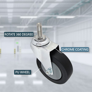 3นิ้วล้อ PU โครเมี่ยม3/8 "สกรูก้านเกลียว - Product Image 3