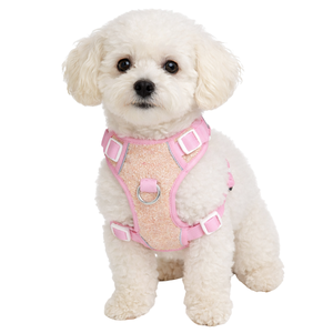 สายรัดอกสุนัขขนเท็ดดี้สีชมพู ปรับได้ บุนุ่ม พร้อมตาข่ายระบายอากาศ สำหรับสุนัขพันธุ์เล็ก - Product Image 1