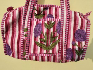 Bolsa de Lona Acolchada con Estampado de Bloque de Algodón, Hecho a Mano, Gran Capacidad, Duradero, Deporte, Viaje, Gimnasio, Yoga - Product Image 2