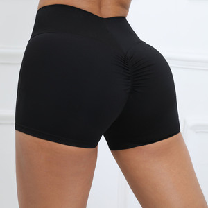 Femmes taille haute plissé pêche hanche levage sport Yoga Shorts séchage rapide Gym Fitness collants élastique shorts pour femmes - Product Image 1