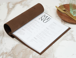 Custom PU Leather Menu Notepad Detachable Tear Off Ruled <b>Memo</b> <b>Pad</b> Black Cover Wooden Edge for Hotel Restaurant - Product Image 4