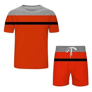 Ropa de hombre Camiseta y pantalones cortos Conjuntos gemelos Ropa deportiva Jogging Fitness Wear Conjuntos gemelos de verano Conjuntos de hombres 100% Algodón Bloque Color - Product Image 5