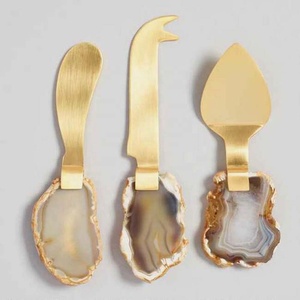Stainless Steel Resin Shiny Flat Design Handle Amazing Stainless Steel Silver Plated Cheese Slicer & Spreader Set - Product Image 1