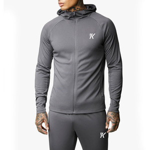 Vente en gros de vêtements de rue d'hiver pour hommes imprimés de logo personnalisé ensemble de survêtement solide deux pièces à manches longues respirant à séchage rapide - Product Image 5