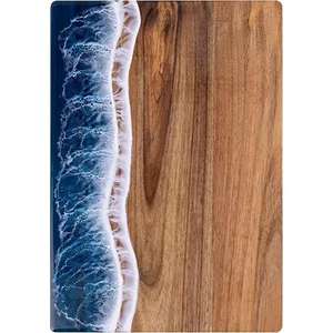 Planche à découper en bois d'acacia et nouvelle planche à découper en résine Design ondulé et épissé Planche à fruits et à steak de cuisine pour découper des planches en bois rectangulaires - Product Image 4
