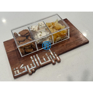 Nuevo último diseño hecho a mano Chocolate madera brillante Madre de la perla bandejas de incrustaciones árabe Ramadán Madre de la perla bandejas - Product Image 1